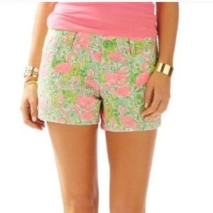 Lilly Pulitzer Callahan Short Hot Wings Pink Flamingos Resort White Size 00